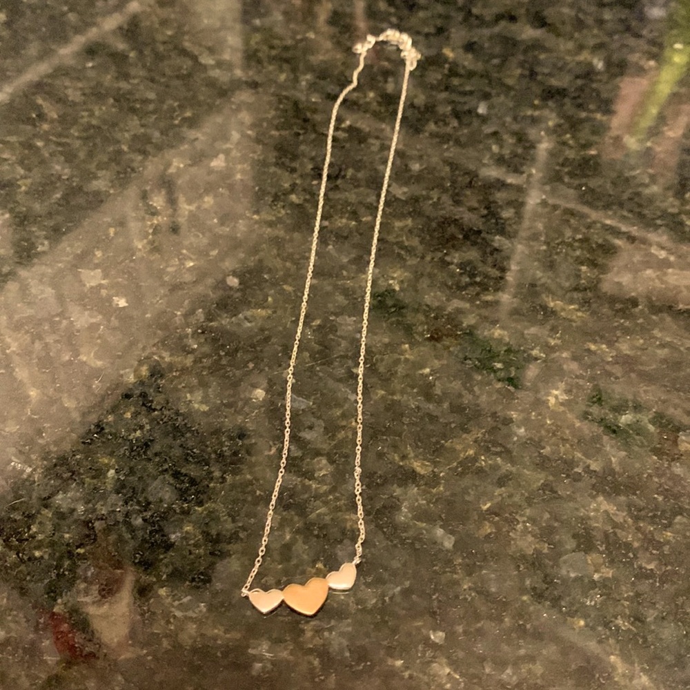 Silver and gold 3 heart necklace